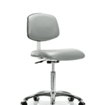 Class 10 Clean Room Vinyl Chair Chrome - Medium Bench Height with Casters in Dove Trailblazer Vinyl