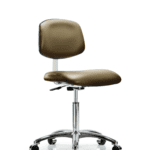 Class 10 Clean Room Vinyl Chair Chrome - Medium Bench Height with Casters in Taupe Supernova Vinyl