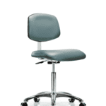 Class 10 Clean Room Vinyl Chair Chrome - Medium Bench Height with Casters in Storm Supernova Vinyl