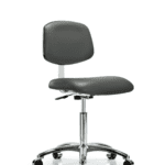 Class 10 Clean Room Vinyl Chair Chrome - Medium Bench Height with Casters in Carbon Supernova Vinyl