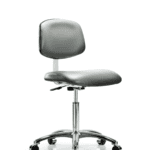 Class 10 Clean Room Vinyl Chair Chrome - Medium Bench Height with Casters in Sterling Supernova Vinyl