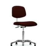 Class 10 Clean Room Vinyl Chair Chrome - Medium Bench Height with Stationary Glides in Burgundy Trailblazer Vinyl