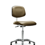 Class 10 Clean Room Vinyl Chair Chrome - Medium Bench Height with Stationary Glides in Taupe Supernova Vinyl