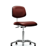 Class 10 Clean Room Vinyl Chair Chrome - Medium Bench Height with Stationary Glides in Borscht Supernova Vinyl