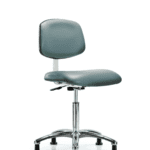 Class 10 Clean Room Vinyl Chair Chrome - Medium Bench Height with Stationary Glides in Storm Supernova Vinyl