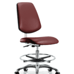 Class 10 Clean Room Vinyl Chair Chrome - Medium Bench Height with Medium Back, Chrome Foot Ring, & Casters in Borscht Supernova Vinyl