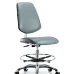 Class 10 Clean Room Vinyl Chair Chrome - Medium Bench Height with Medium Back, Chrome Foot Ring, & Casters in Storm Supernova Vinyl