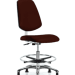 Class 10 Clean Room Vinyl Chair Chrome - Medium Bench Height with Medium Back, Chrome Foot Ring, & Stationary Glides in Burgundy Trailblazer Vinyl