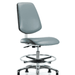 Class 10 Clean Room Vinyl Chair Chrome - Medium Bench Height with Medium Back, Chrome Foot Ring, & Stationary Glides in Storm Supernova Vinyl