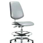 Class 10 Clean Room Vinyl Chair Chrome - Medium Bench Height with Medium Back, Chrome Foot Ring, & Stationary Glides in Sterling Supernova Vinyl