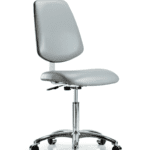 Class 10 Clean Room Vinyl Chair Chrome - Medium Bench Height with Medium Back & Casters in Dove Trailblazer Vinyl