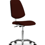 Class 10 Clean Room Vinyl Chair Chrome - Medium Bench Height with Medium Back & Casters in Burgundy Trailblazer Vinyl