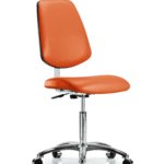 Class 10 Clean Room Vinyl Chair Chrome - Medium Bench Height with Medium Back & Casters in Orange Kist Trailblazer Vinyl