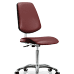 Class 10 Clean Room Vinyl Chair Chrome - Medium Bench Height with Medium Back & Casters in Borscht Supernova Vinyl