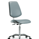 Class 10 Clean Room Vinyl Chair Chrome - Medium Bench Height with Medium Back & Casters in Storm Supernova Vinyl