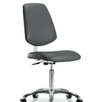 Class 10 Clean Room Vinyl Chair Chrome - Medium Bench Height with Medium Back & Casters in Carbon Supernova Vinyl
