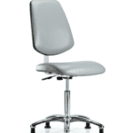 Class 10 Clean Room Vinyl Chair Chrome - Medium Bench Height with Medium Back & Stationary Glides in Dove Trailblazer Vinyl