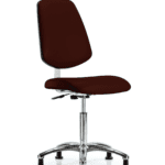 Class 10 Clean Room Vinyl Chair Chrome - Medium Bench Height with Medium Back & Stationary Glides in Burgundy Trailblazer Vinyl