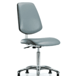 Class 10 Clean Room Vinyl Chair Chrome - Medium Bench Height with Medium Back & Stationary Glides in Storm Supernova Vinyl