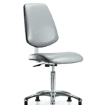 Class 10 Clean Room Vinyl Chair Chrome - Medium Bench Height with Medium Back & Stationary Glides in Sterling Supernova Vinyl