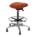 Class 100 Clean Room Vinyl Sit-Stand - Standing Height with Chrome Foot Ring Stationary Glides in Mandarin Voyager Vinyl