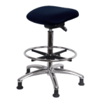Class 100 Clean Room Vinyl Sit-Stand - Standing Height with Chrome Foot Ring Stationary Glides in Ink Voyager Vinyl
