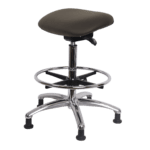 Class 100 Clean Room Vinyl Sit-Stand - Standing Height with Chrome Foot Ring Stationary Glides in Elephant Voyager Vinyl