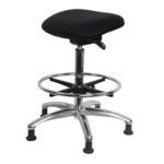 Class 100 Clean Room Vinyl Sit-Stand - Standing Height with Chrome Foot Ring Stationary Glides in Graphite Voyager Vinyl