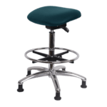 Class 100 Clean Room Vinyl Sit-Stand - Standing Height with Chrome Foot Ring Stationary Glides in Colonial Blue Trailblazer Vinyl