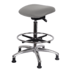 Class 100 Clean Room Vinyl Sit-Stand - Standing Height with Chrome Foot Ring Stationary Glides in Dove Trailblazer Vinyl