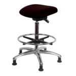 Class 100 Clean Room Vinyl Sit-Stand - Standing Height with Chrome Foot Ring Stationary Glides in Burgundy Trailblazer Vinyl