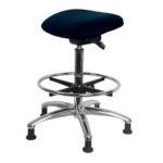 Class 100 Clean Room Vinyl Sit-Stand - Standing Height with Chrome Foot Ring Stationary Glides in Imperial Blue Trailblazer Vinyl