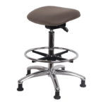 Class 100 Clean Room Vinyl Sit-Stand - Standing Height with Chrome Foot Ring Stationary Glides in Taupe Trailblazer Vinyl