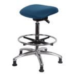 Class 100 Clean Room Vinyl Sit-Stand - Standing Height with Chrome Foot Ring Stationary Glides in Marine Blue Supernova Vinyl