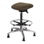 Class 100 Clean Room Vinyl Sit-Stand - Standing Height with Chrome Foot Ring Stationary Glides in Taupe Supernova Vinyl