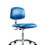 Class 10 Clean Room/ESD Vinyl Chair - Desk Height with ESD Casters in ESD Blue Vinyl