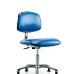 Class 10 Clean Room/ESD Vinyl Chair - Desk Height with ESD Stationary Glides in ESD Blue Vinyl
