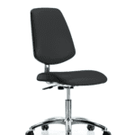 Class 10 Clean Room/ESD Vinyl Chair - Desk Height with Medium Back & ESD Casters in ESD Black Vinyl