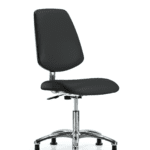 Class 10 Clean Room/ESD Vinyl Chair - Desk Height with Medium Back & ESD Stationary Glides in ESD Black Vinyl