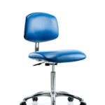Class 10 Clean Room/ESD Vinyl Chair - Medium Bench Height with ESD Casters in ESD Blue Vinyl