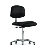 Class 10 Clean Room/ESD Vinyl Chair - Medium Bench Height with ESD Stationary Glides in ESD Black Vinyl