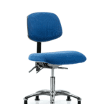 Fabric ESD Chair - Desk Height with ESD Stationary Glides in ESD Blue Fabric