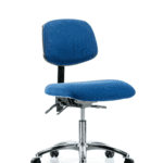 Fabric ESD Chair - Desk Height with Seat Tilt & ESD Casters in ESD Blue Fabric