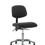 Fabric ESD Chair - Desk Height with Seat Tilt & ESD Stationary Glides in ESD Black Fabric