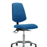 Fabric ESD Chair - Desk Height with Medium Back & ESD Stationary Glides in ESD Blue Fabric