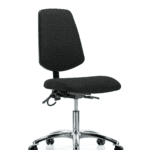 Fabric ESD Chair - Desk Height with Medium Back, Seat Tilt, & ESD Casters in ESD Black Fabric