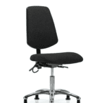 Fabric ESD Chair - Desk Height with Medium Back, Seat Tilt, & ESD Stationary Glides in ESD Black Fabric