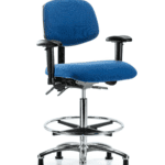 Fabric ESD Chair - Desk Height with Medium Back, Seat Tilt, & ESD Stationary Glides in ESD Blue Fabric