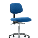Fabric ESD Chair - Medium Bench Height with ESD Stationary Glides in ESD Blue Fabric