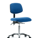 Fabric ESD Chair - Medium Bench Height with Seat Tilt & ESD Casters in ESD Blue Fabric